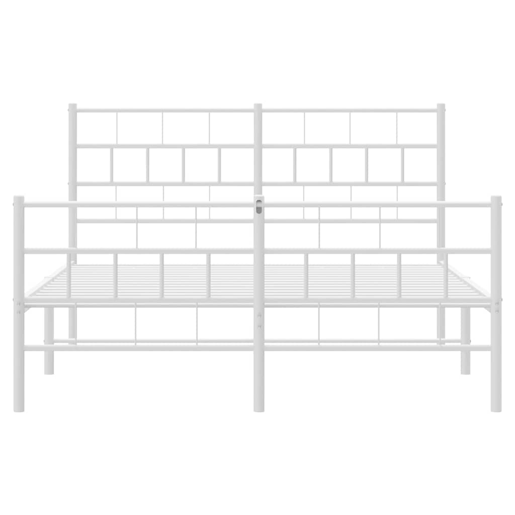 Metal Bed Frame without Mattress with Footboard with Headboard & Footboard White 150 cm 200 cm