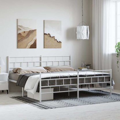 Metal Bed Frame without Mattress with Footboard with Headboard & Footboard White 193 cm 203 cm