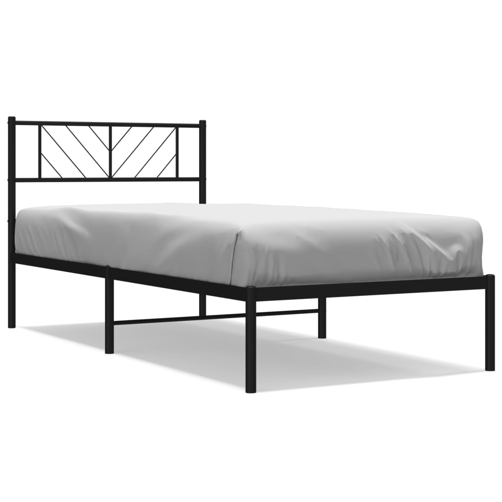 Metal Bed Frame without Mattress with Headboard Black 90 cm 200 cm