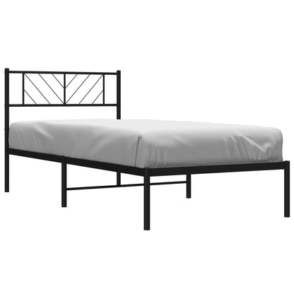 Metal Bed Frame without Mattress with Headboard Black 90 cm 200 cm