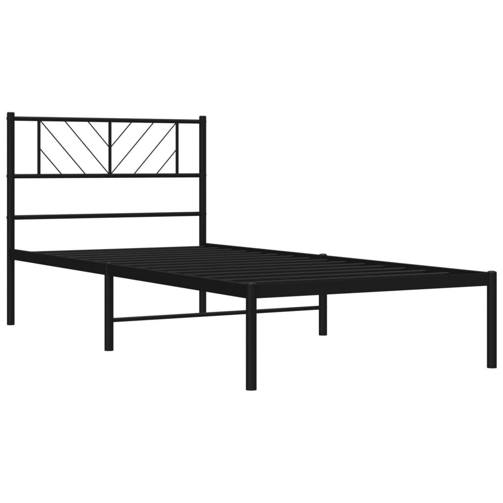 Metal Bed Frame without Mattress with Headboard Black 90 cm 200 cm