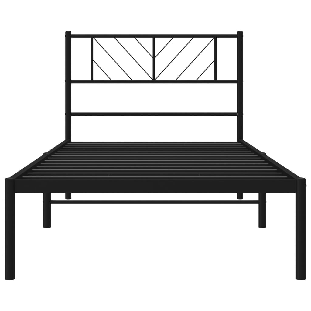 Metal Bed Frame without Mattress with Headboard Black 90 cm 200 cm