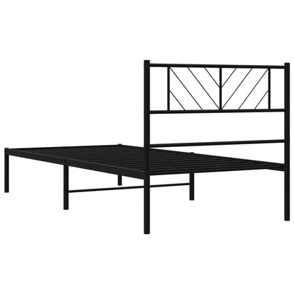 Metal Bed Frame without Mattress with Headboard Black 90 cm 200 cm