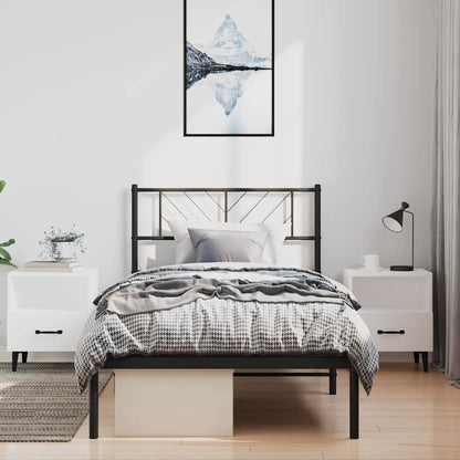 Metal Bed Frame without Mattress with Headboard Black 100 cm 190 cm