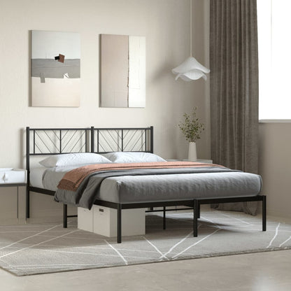 Metal Bed Frame without Mattress with Headboard Black 120 cm 190 cm