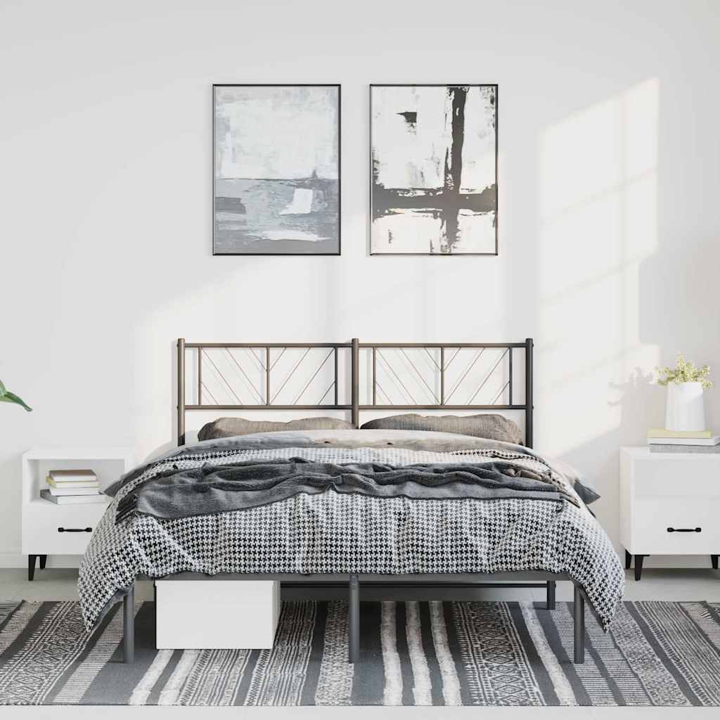 Metal Bed Frame without Mattress with Headboard Black 150 cm 200 cm