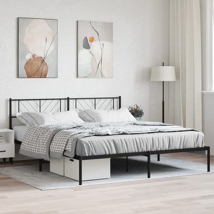 Metal Bed Frame without Mattress with Headboard Black 180 cm 200 cm