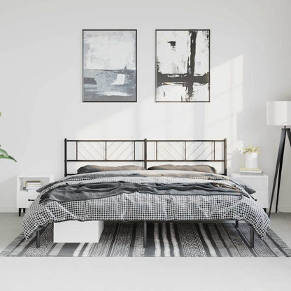 Metal Bed Frame without Mattress with Headboard Black 193 cm 203 cm