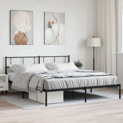 Metal Bed Frame without Mattress with Headboard Black 200 cm 200 cm