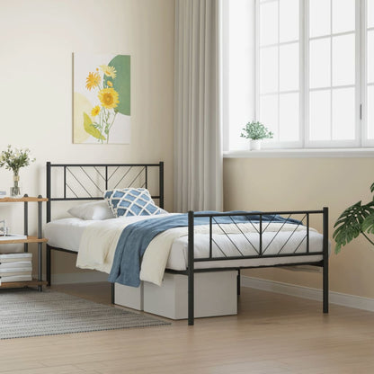 Metal Bed Frame without Mattress with Footboard with Headboard & Footboard Black 80 cm 200 cm