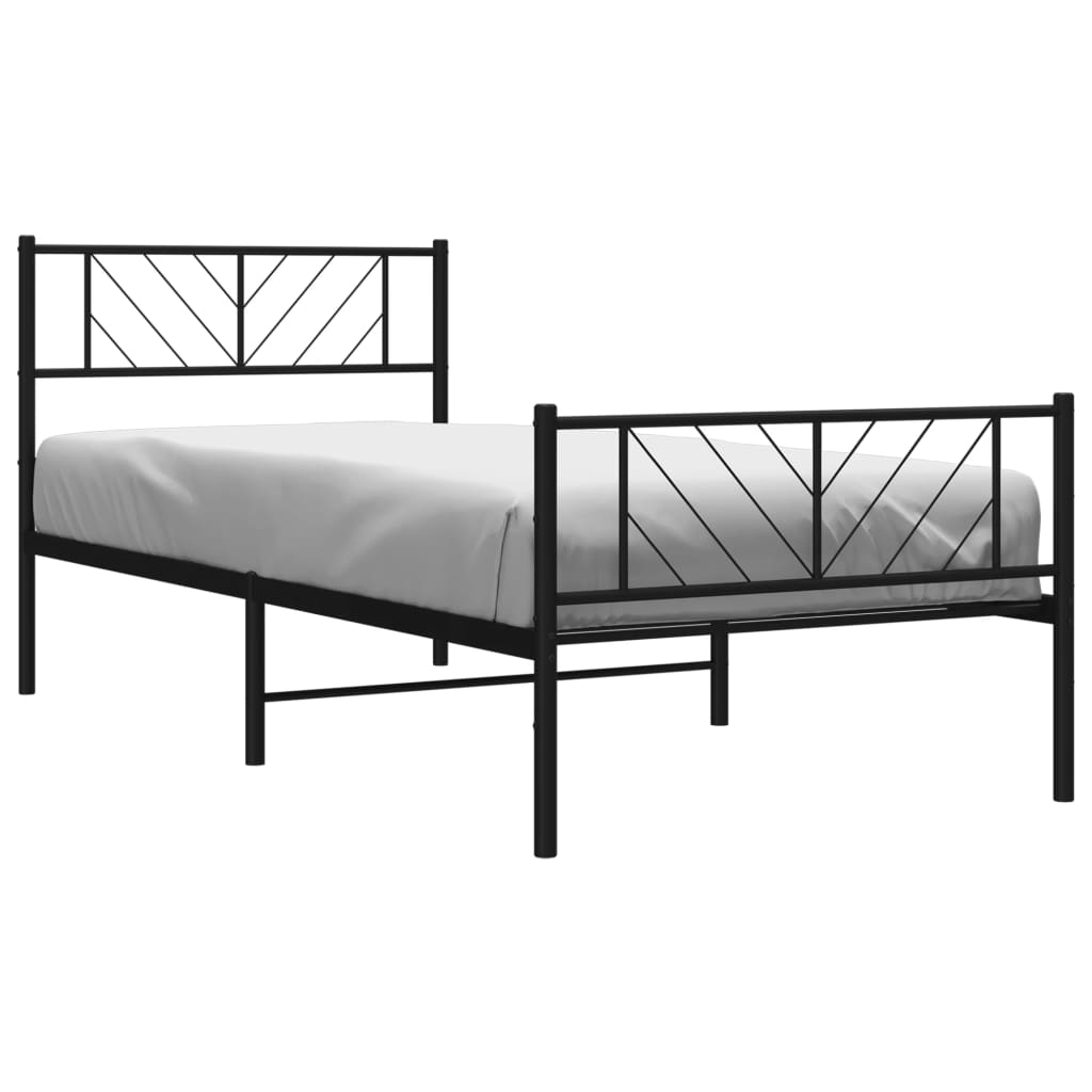 Metal Bed Frame without Mattress with Footboard with Headboard & Footboard Black 90 cm 200 cm