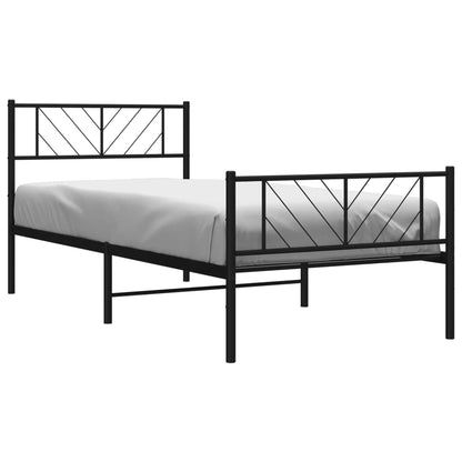 Metal Bed Frame without Mattress with Footboard with Headboard & Footboard Black 90 cm 200 cm