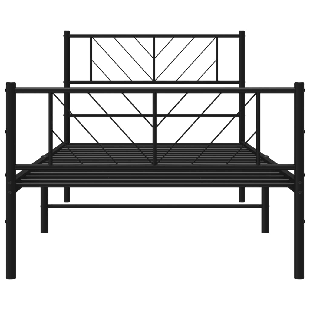 Metal Bed Frame without Mattress with Footboard with Headboard & Footboard Black 90 cm 200 cm