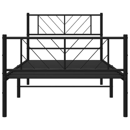 Metal Bed Frame without Mattress with Footboard with Headboard & Footboard Black 90 cm 200 cm