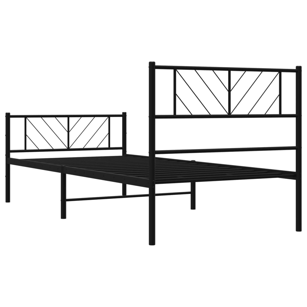 Metal Bed Frame without Mattress with Footboard with Headboard & Footboard Black 90 cm 200 cm