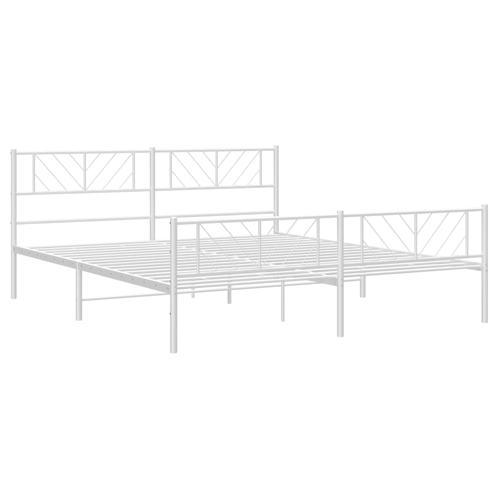 Metal Bed Frame without Mattress with Footboard with Headboard & Footboard White 180 cm 200 cm