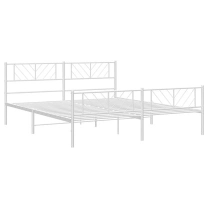 Metal Bed Frame without Mattress with Footboard with Headboard & Footboard White 180 cm 200 cm
