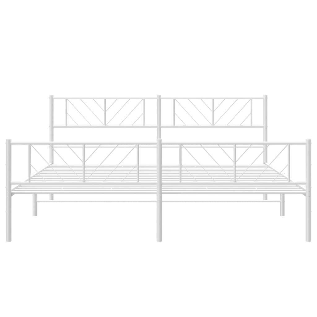 Metal Bed Frame without Mattress with Footboard with Headboard & Footboard White 180 cm 200 cm