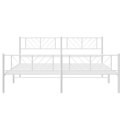 Metal Bed Frame without Mattress with Footboard with Headboard & Footboard White 180 cm 200 cm