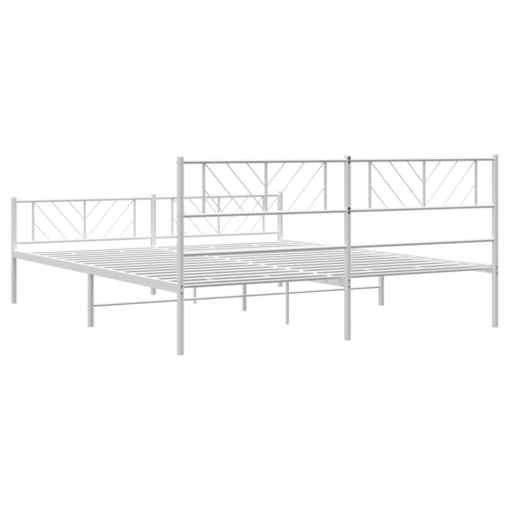 Metal Bed Frame without Mattress with Footboard with Headboard & Footboard White 180 cm 200 cm