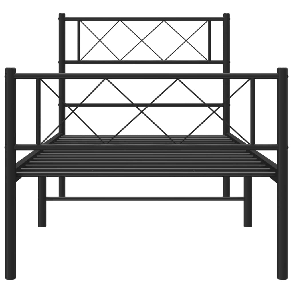 Metal Bed Frame without Mattress with Footboard with Headboard & Footboard Black 75 cm 190 cm