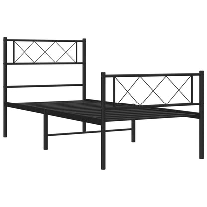 Metal Bed Frame without Mattress with Footboard with Headboard & Footboard Black 75 cm 190 cm