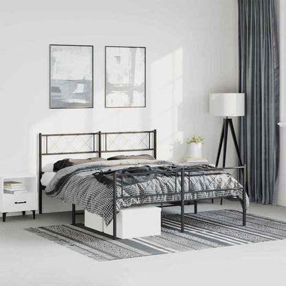 Metal Bed Frame without Mattress with Footboard with Headboard & Footboard Black 135 cm 190 cm