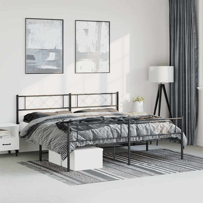 Metal Bed Frame without Mattress with Footboard with Headboard & Footboard Black 183 cm 213 cm