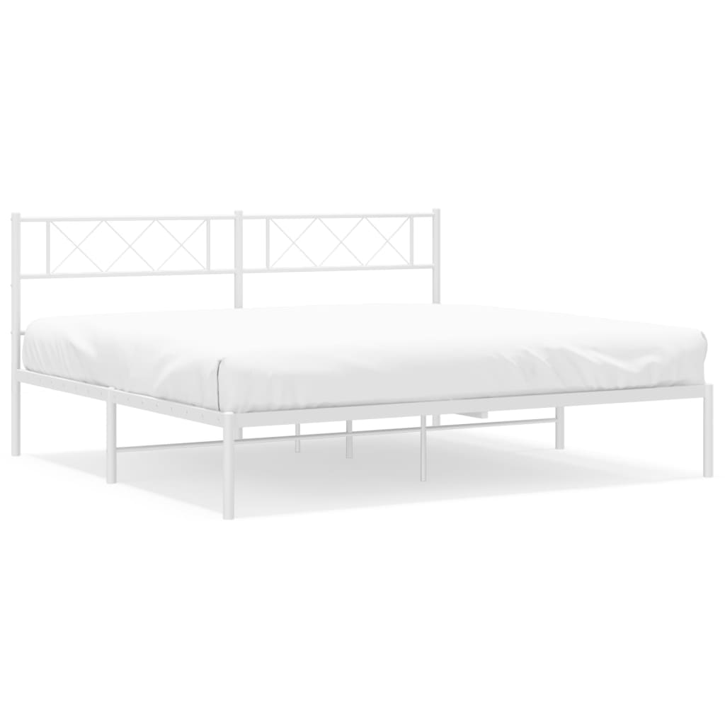 Metal Bed Frame without Mattress with Headboard White 180 cm 200 cm