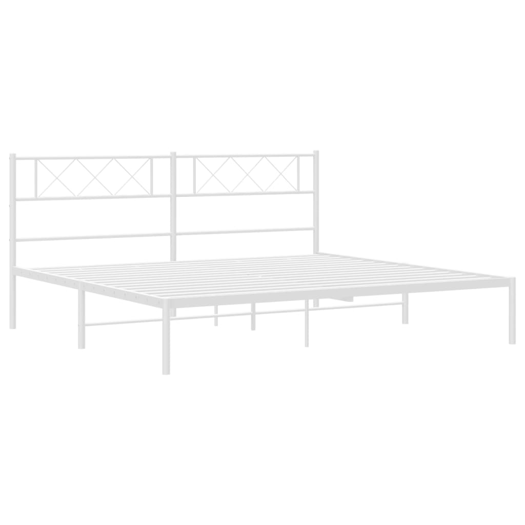 Metal Bed Frame without Mattress with Headboard White 180 cm 200 cm