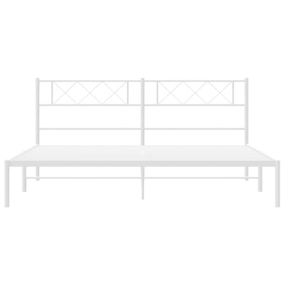 Metal Bed Frame without Mattress with Headboard White 180 cm 200 cm