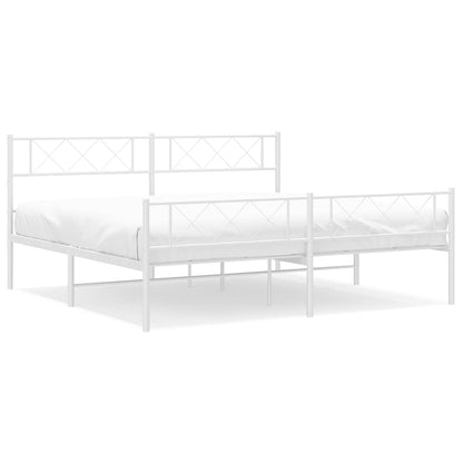 Metal Bed Frame without Mattress with Footboard with Headboard & Footboard White 193 cm 203 cm