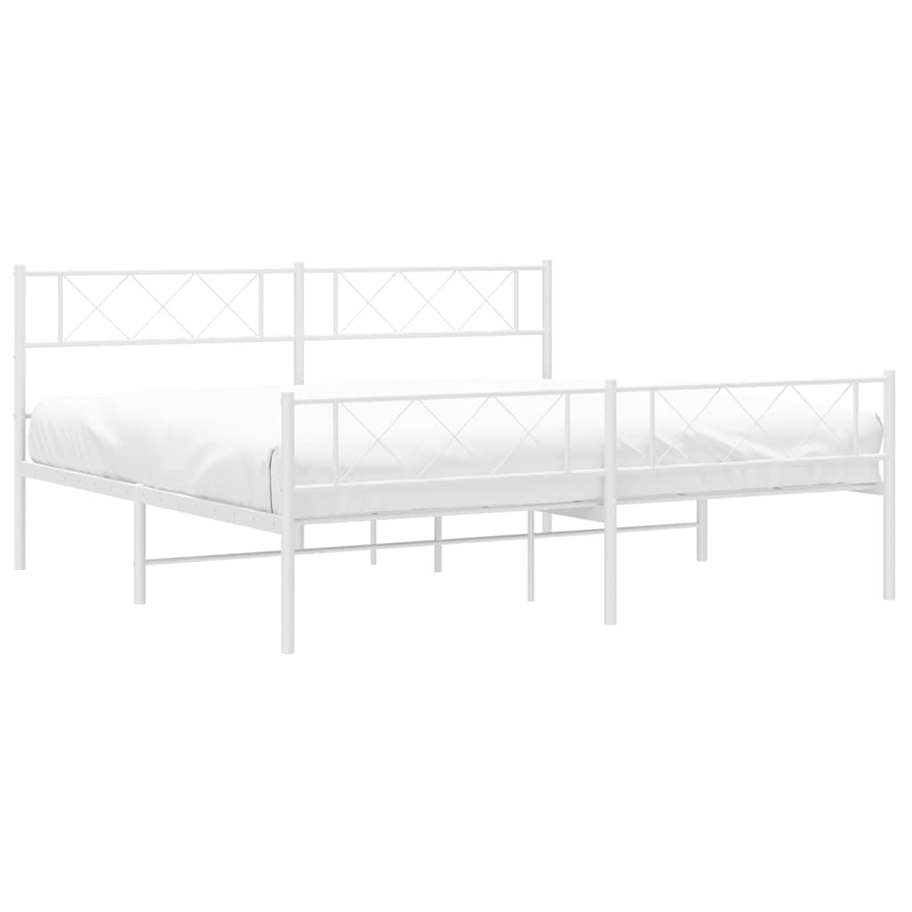 Metal Bed Frame without Mattress with Footboard with Headboard & Footboard White 193 cm 203 cm