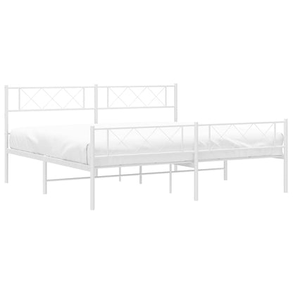 Metal Bed Frame without Mattress with Footboard with Headboard & Footboard White 193 cm 203 cm