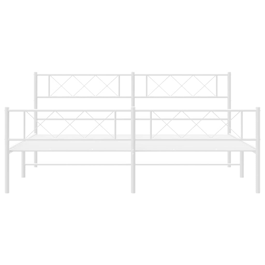 Metal Bed Frame without Mattress with Footboard with Headboard & Footboard White 193 cm 203 cm