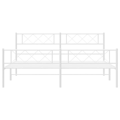 Metal Bed Frame without Mattress with Footboard with Headboard & Footboard White 193 cm 203 cm