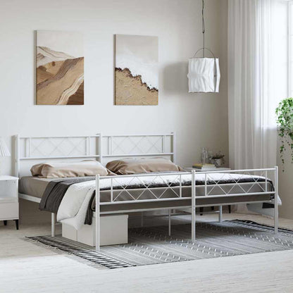 Metal Bed Frame without Mattress with Footboard with Headboard & Footboard White 193 cm 203 cm