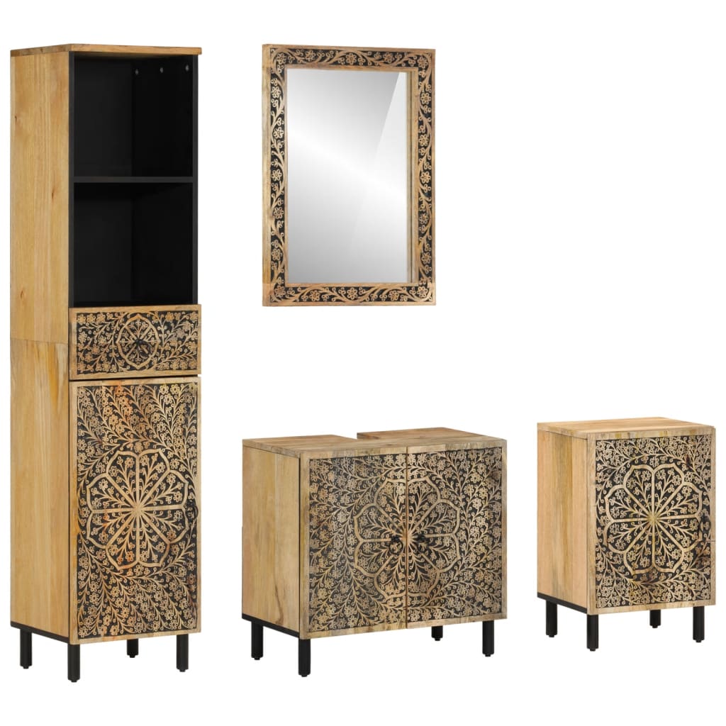 vidaXL 4 Piece Bathroom Furniture Set Solid Wood Mango 1