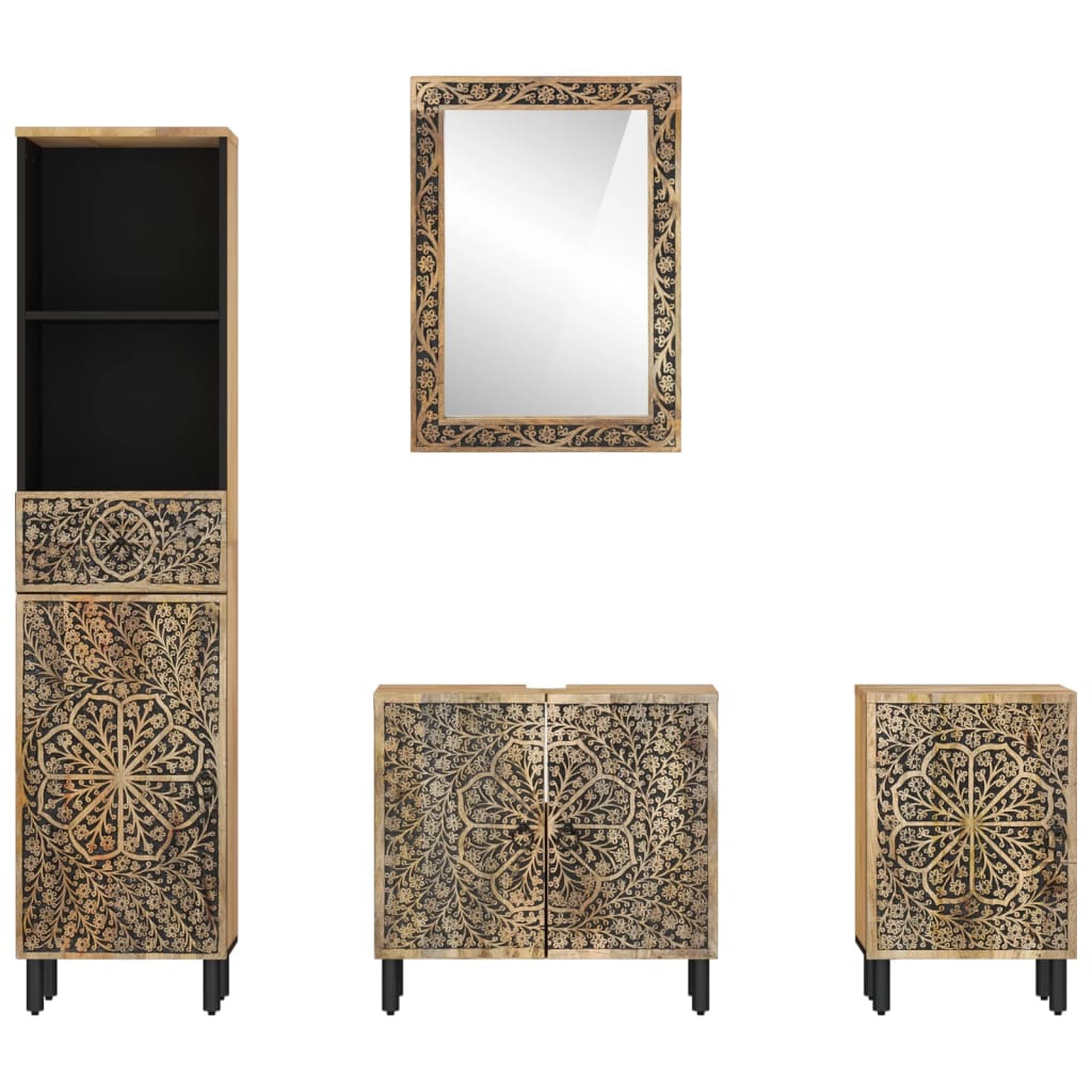 vidaXL 4 Piece Bathroom Furniture Set Solid Wood Mango 3