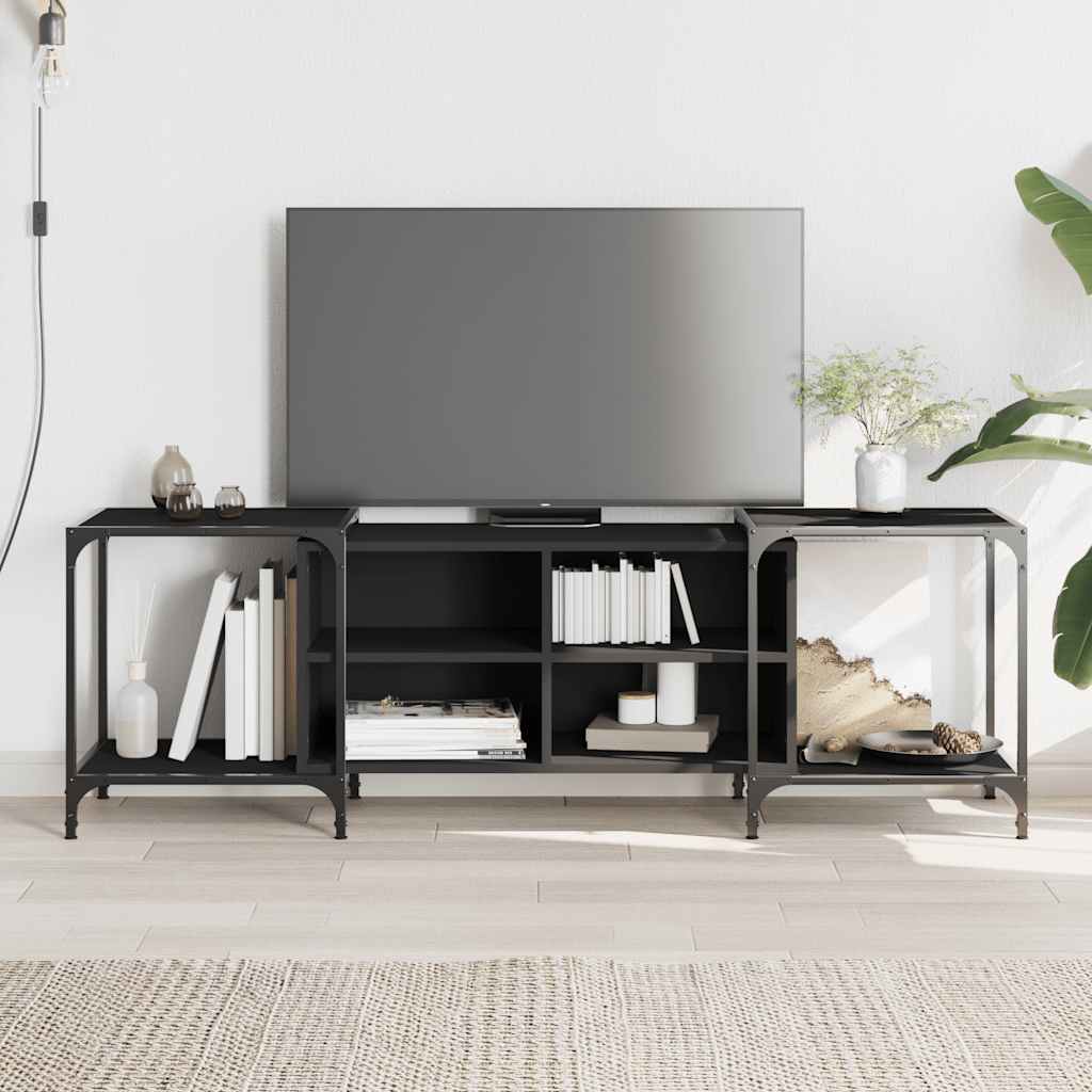 TV Cabinet 153x37x50 cm Engineered Wood Black 153 cm