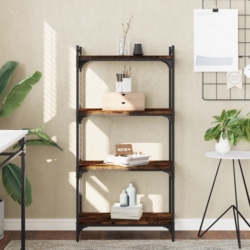 Bookcase 3-Tier 60x30x86 cm Engineered Wood Smoked oak 120 cm