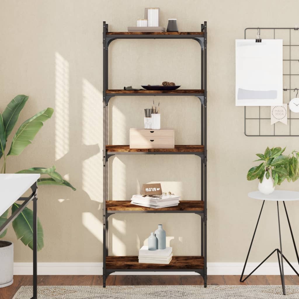 Bookcase 3-Tier 60x30x86 cm Engineered Wood Smoked oak 154 cm