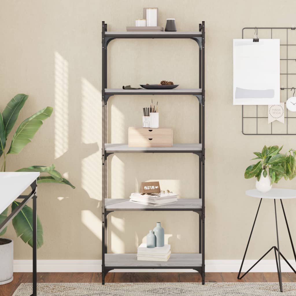 Bookcase 3-Tier 60x30x86 cm Engineered Wood Grey sonoma 154 cm