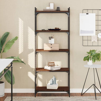 Bookcase 3-Tier 60x30x86 cm Engineered Wood Brown oak 154 cm