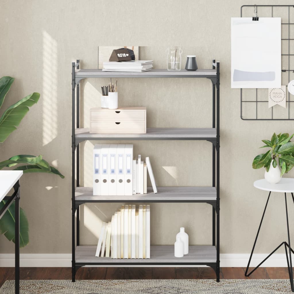 Bookcase 3-Tier 80x30x86 cm Engineered Wood Grey sonoma 120 cm