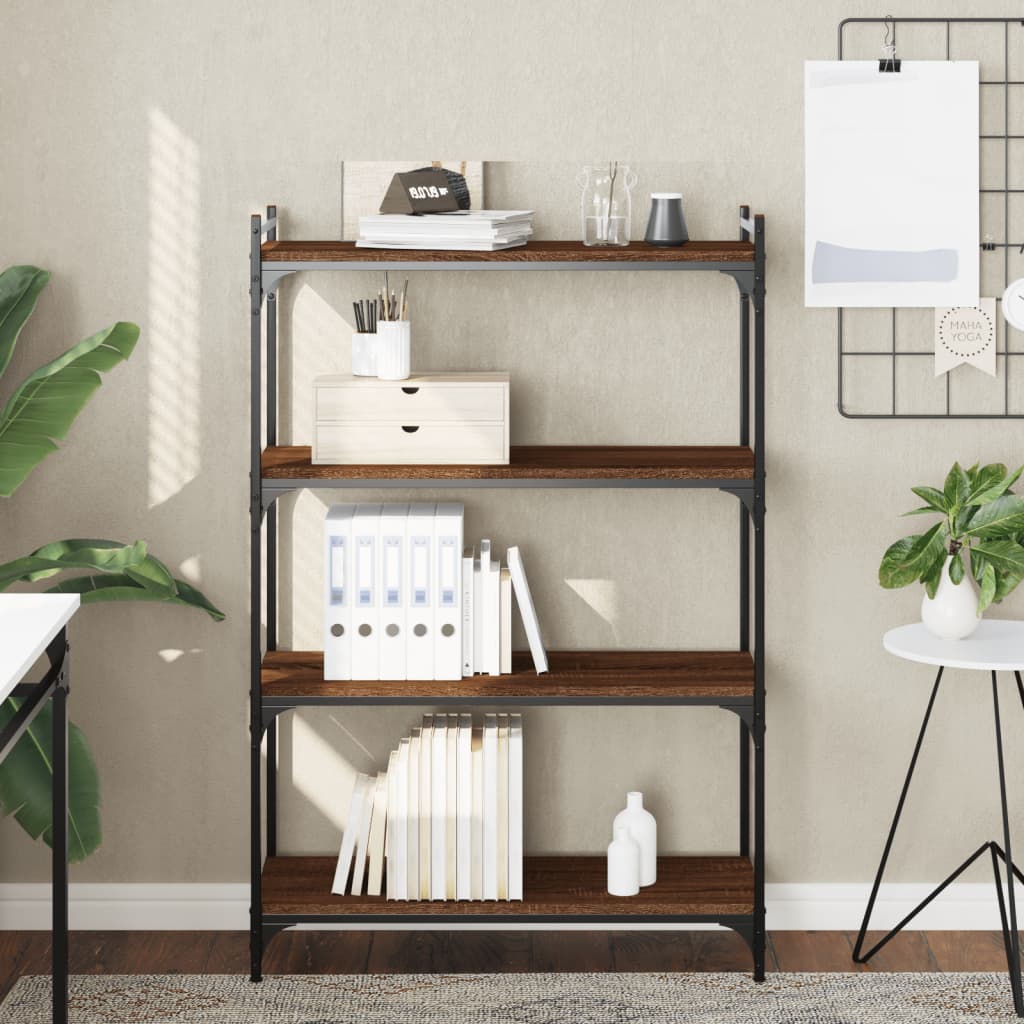 Bookcase 3-Tier 80x30x86 cm Engineered Wood Brown oak 120 cm