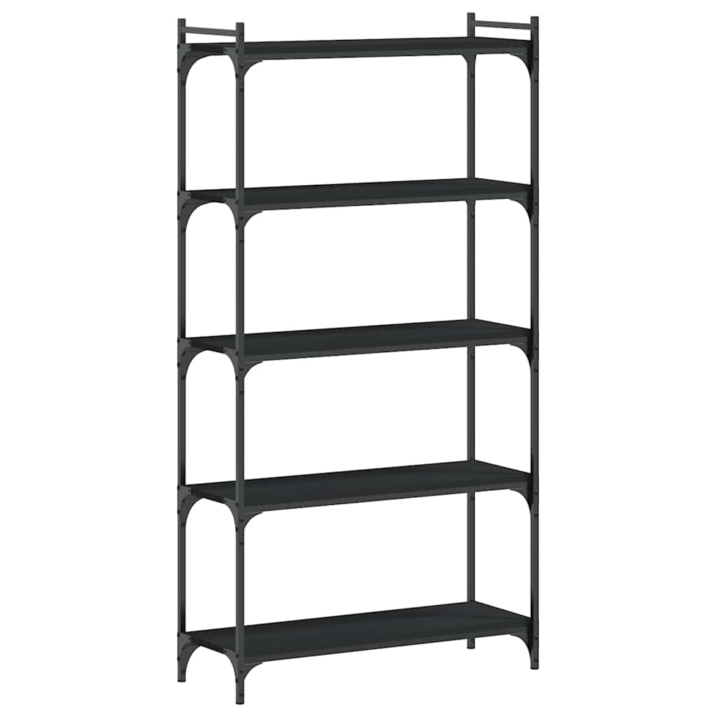 Bookcase 3-Tier 80x30x86 cm Engineered Wood Black 154 cm