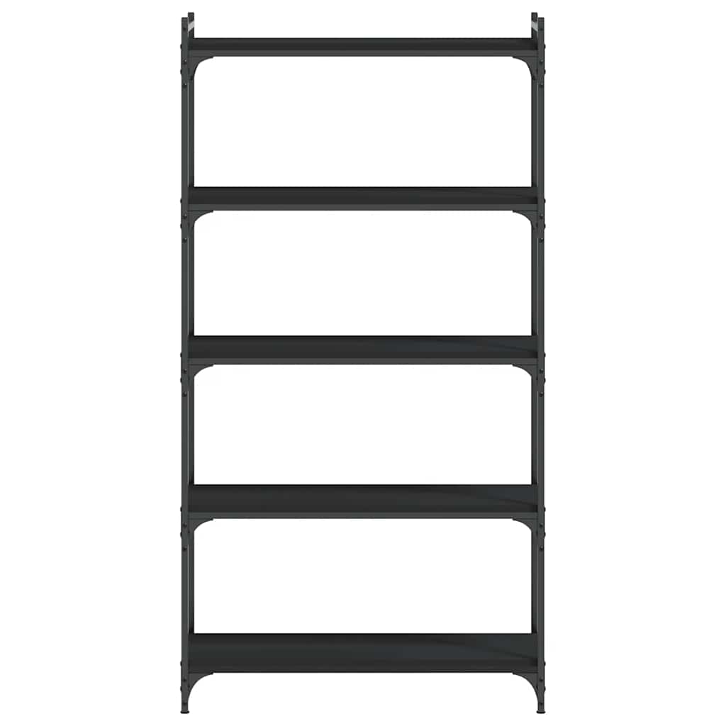 Bookcase 3-Tier 80x30x86 cm Engineered Wood Black 154 cm