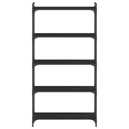 Bookcase 3-Tier 80x30x86 cm Engineered Wood Black 154 cm