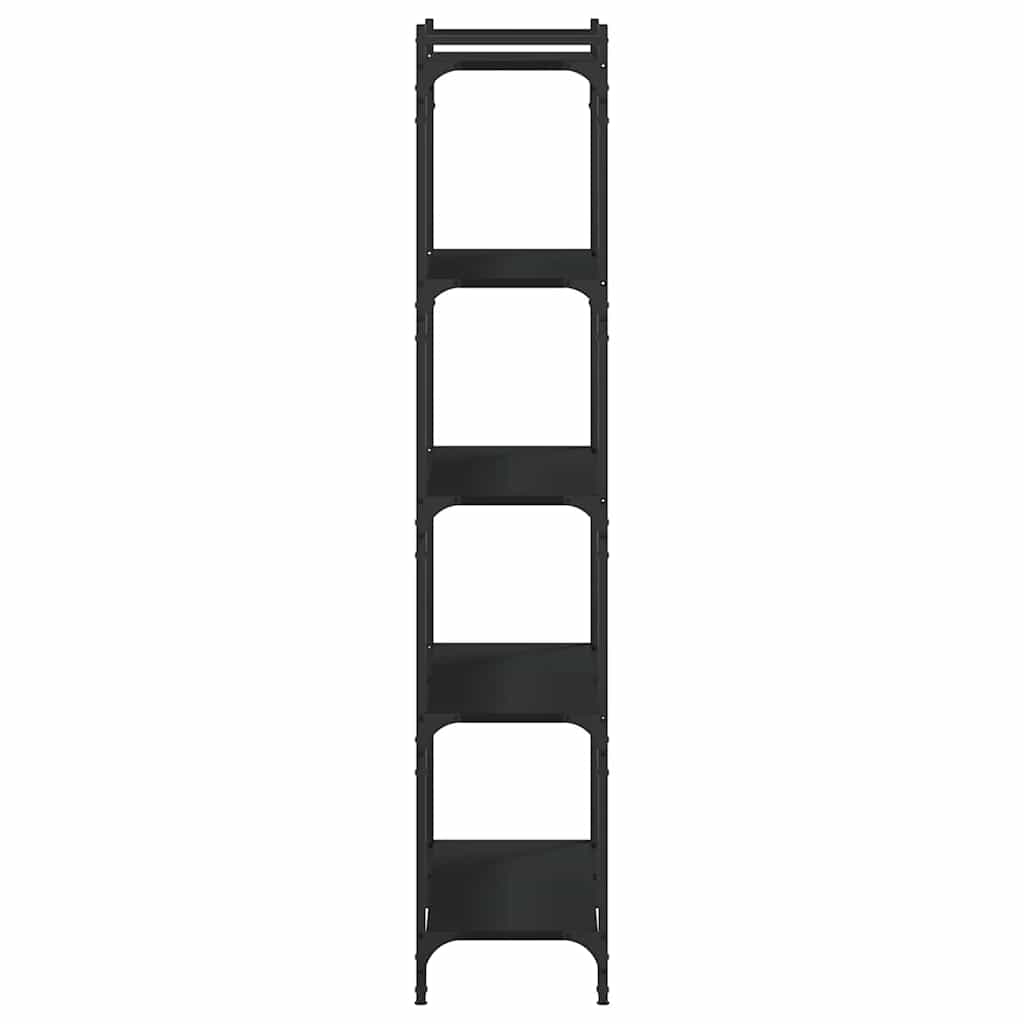 Bookcase 3-Tier 80x30x86 cm Engineered Wood Black 154 cm